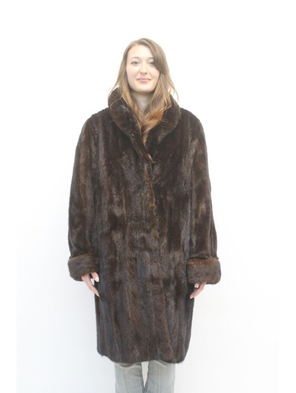EXCELLENT CANADIAN DARK RANCH MINK FUR COAT  JACKET WOMEN WOMAN SIZE 6-8 S-M